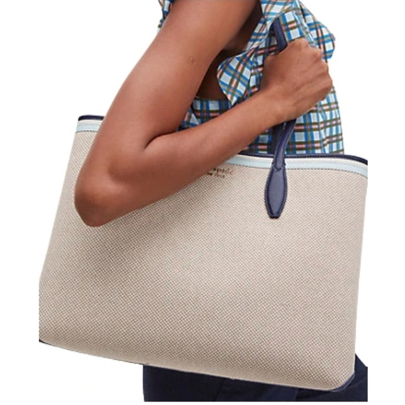 Kate Spade Tan and Navy Tote - Picture 3 of 5